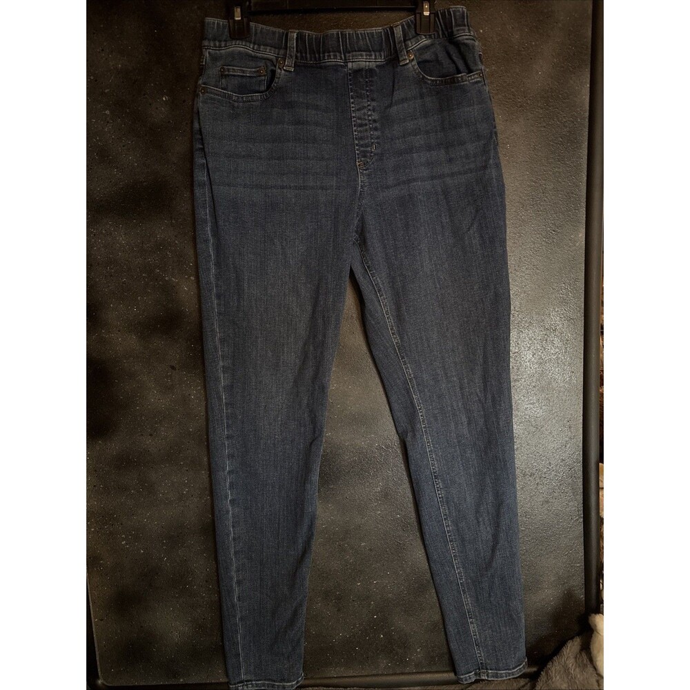 LL Bean Bean Flex Skinny Leg Favorite Fit Blue Jeans Womens Sz 14 Elastic Waist